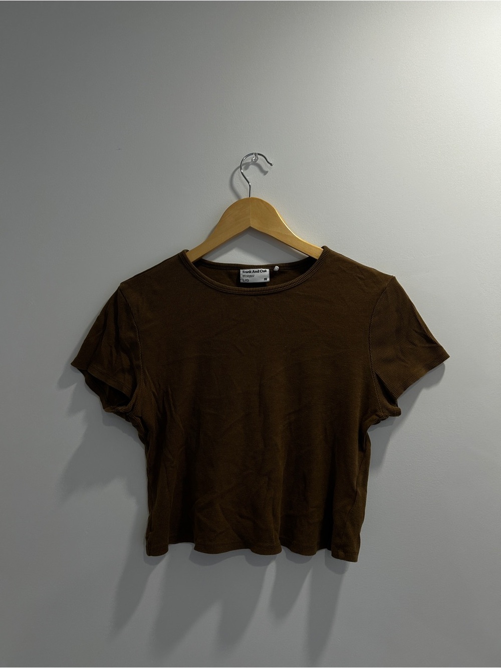 Frank & Oak Dark Brown Short Sleeve Crewneck Tee